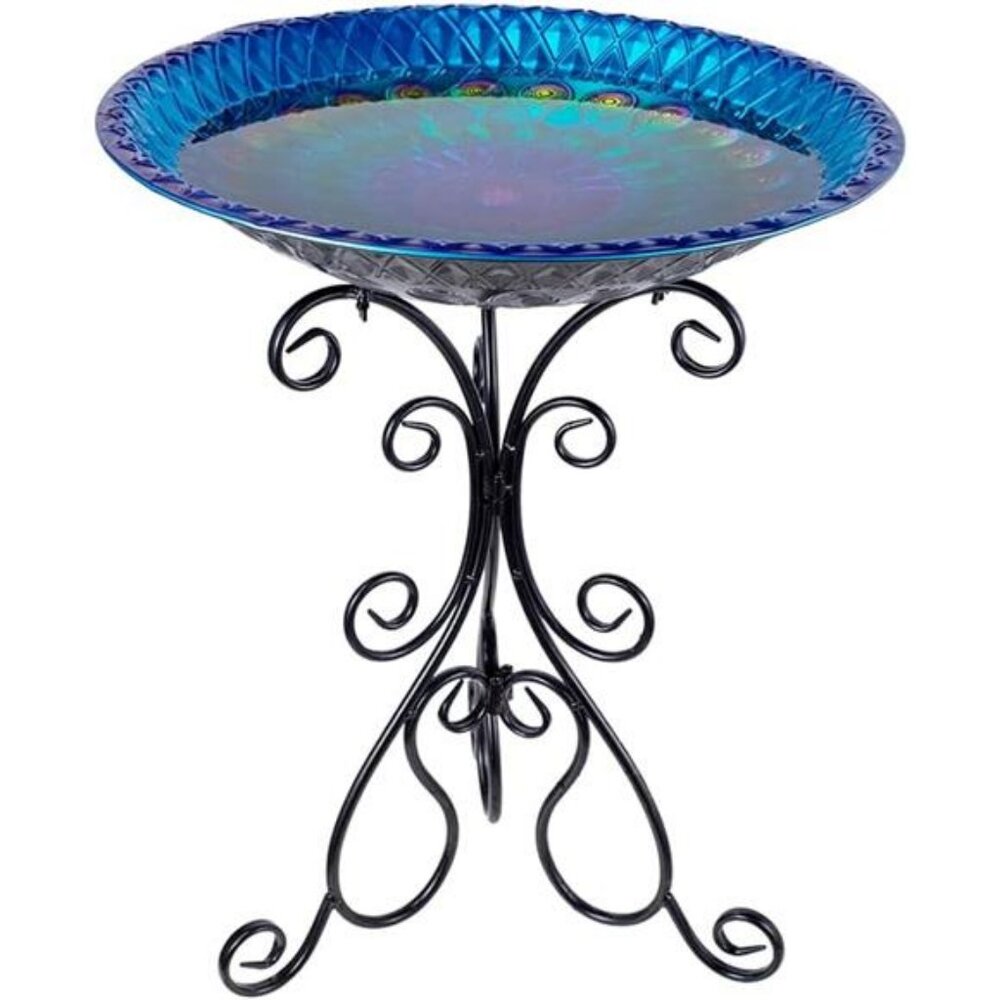 Large Metal Standing Bird Bath for Outside with Folding Bracket for outdoor